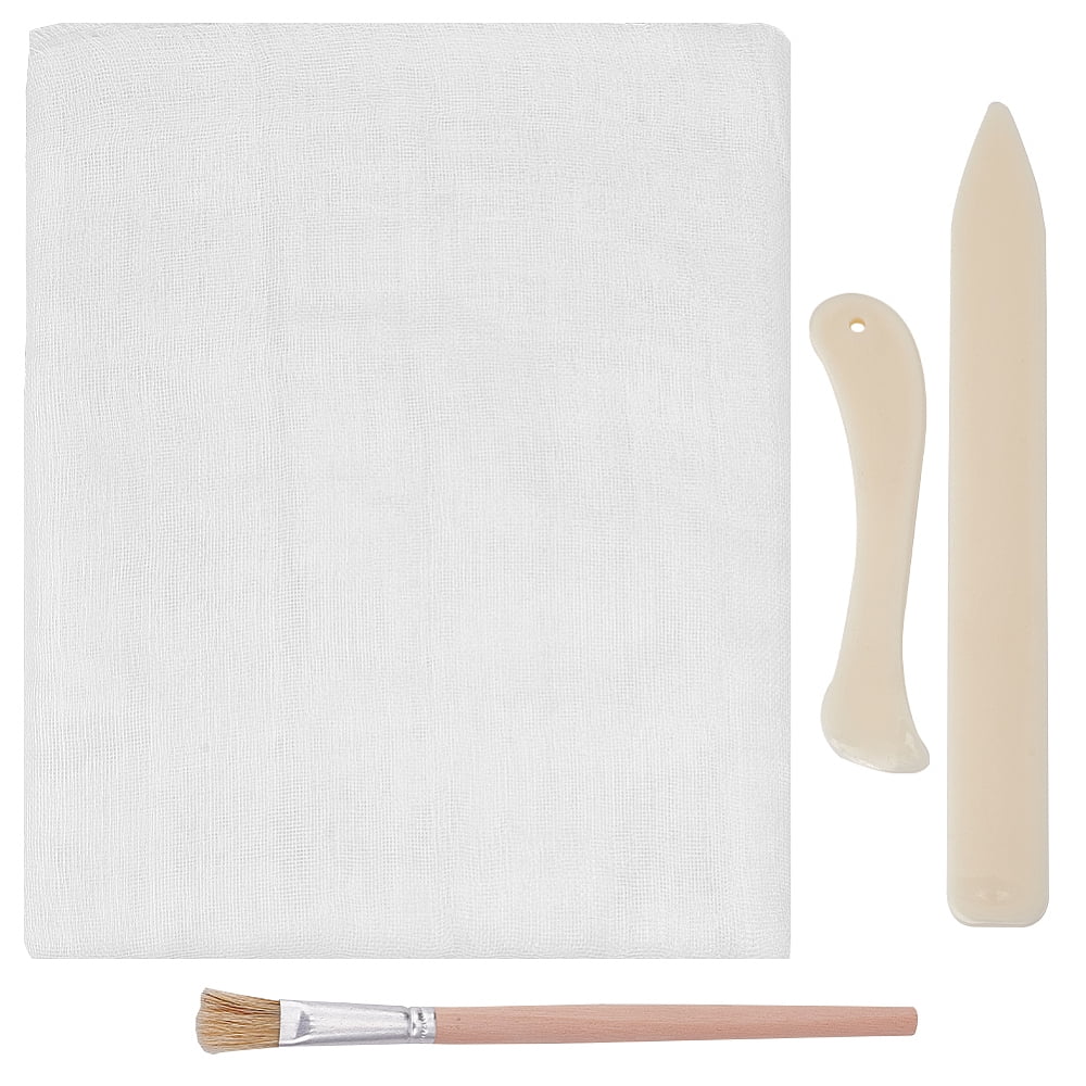 Book Binding Cloth Kits Binding Tools Set with 2Sheets White Cotton Cloth Fabric Book Cloth 2pcs Bone Folder Paper Creaser 1 Brush for DIY Bookbinding Crafts Sewing 126×15.8 inch DIY White