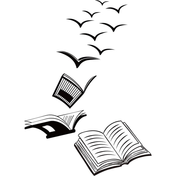 Book with Bird PVC Wall Stickers Funny Art Wall Decals Vinyl Wall Sticker Back to School Inspirational Quotes Saying Wall Decor for Home Living Room Bedroom Decor 1set