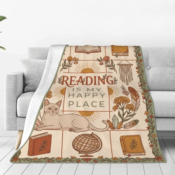 Book Blanket, Bookish Reading Throw, Soft Flannel Bedding for Library, Unique Gift for Readers & Librarians, Cozy Home Decor 50x40