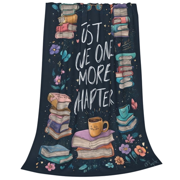 Book Blanket Flannel Just One More Chapter, Soft Reading Throw Gift For Avid Readers And Bibliophiles 50x40
