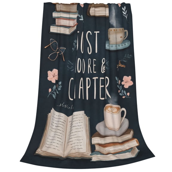 Book Blanket Flannel Just One More Chapter, Soft Reading Throw Gift For Book Lovers And Readers 50x40
