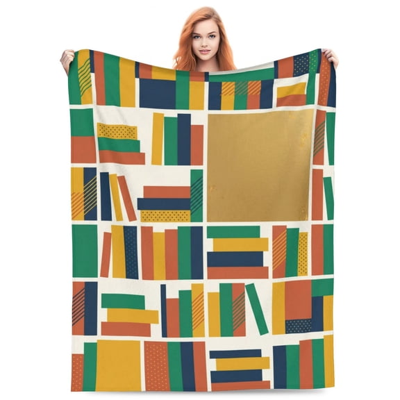Book Blanket Gifts for Women Men Husband Dad Halloween Birthday Christmas Library Books Bookcase Candle Decor Bedroom Study Classroom Living Room Throw 50x40