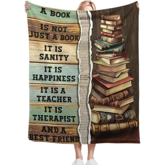 Book Blanket Vintage Book Lovers Throw Blanket - Gifts for Women-Super Soft Flannel Blanket for Sofa Couch Bed Camping Travel - Plush Warm Cozy Home Decor for All Seasons,50"x60"for Throw/Travel
