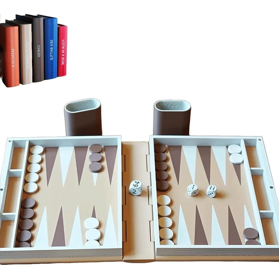 Book Board Games,Portable Books Design Board Game for Adults, 3D Printed Chess Book, Magnetic Chess Set, Four in a Row, Sea Battle, Backgammon, Mancala, Hangman (Style A)