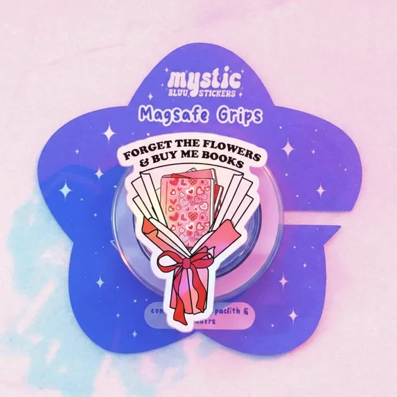 Book Bouquet Magnetic Phone Grip Forget Flowers Design, Cute Holder for ...