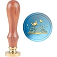 thumbnail image 1 of Book Butterfly Wax Seal Stamp Book Sealing Wax Stamps Butterfly Star Pattern 30mm Vintage Removable Brass Head Sealing Stamp Great for DIY Wedding Party Invitations Packing Decor, 1 of 9