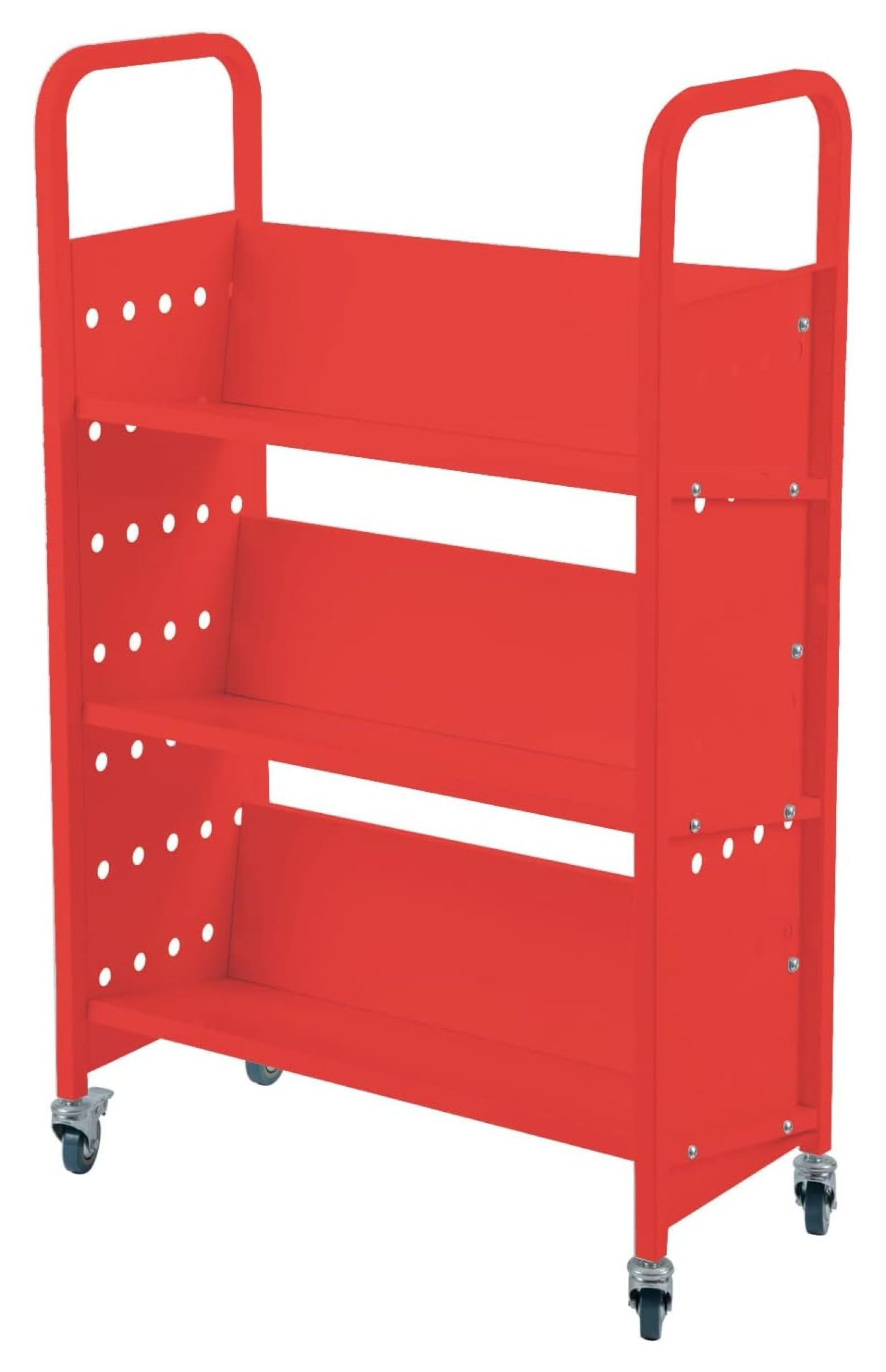 Book Cart w/ 3 Sloped Shelves Single-Sided Book Truck 450LBS Rolling ...