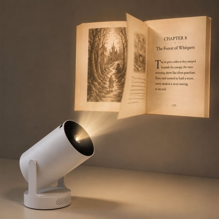 Book Cast Projector, 2026 New Book Projector for Reading, Native 1080*720P Smart Mini Projector, Wifi 6, Bluetooth 5.0 with Auto Keystone, Turn Any Wall into Your Personal Reading Sanctuary