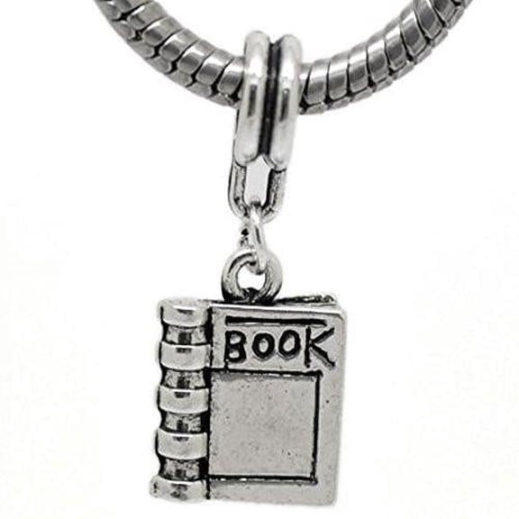 Book Charm Bead Dangle for Snake Chain Charm Bracelet