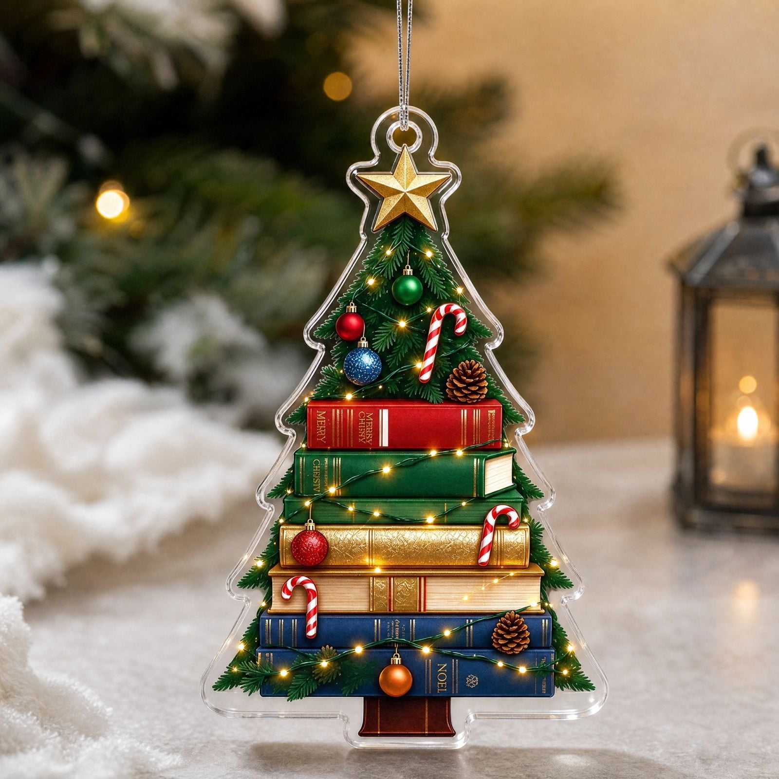 Read Book Cc Book Christmas Ornaments 2026 2D Flat Acrylic Christmas Tree Hanging ...