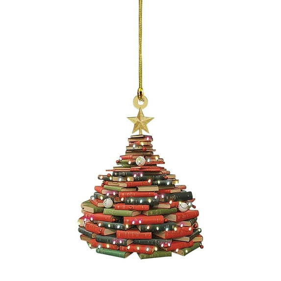 Book Christmas Tree Hanging Ornament, Gifts for Book Lovers, Acrylic Creative Christmas Book Car Decoration, Christmas Tree Decoration Home Decor