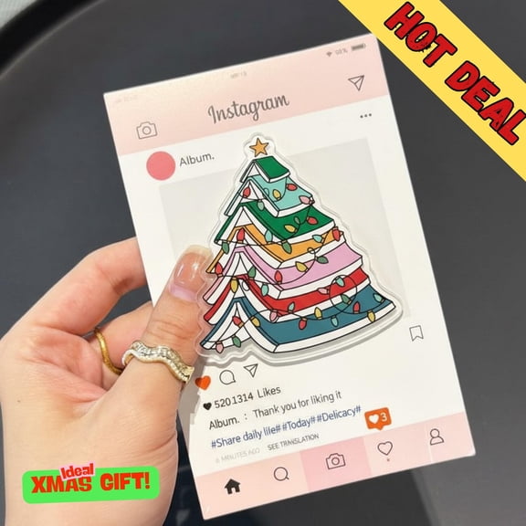 Book Christmas Tree Magsafe Phone Grip  Festive Holiday , Cute Xmas Phone Stand, Gift for Book Lovers, Christmas Tree Phone Holder H8