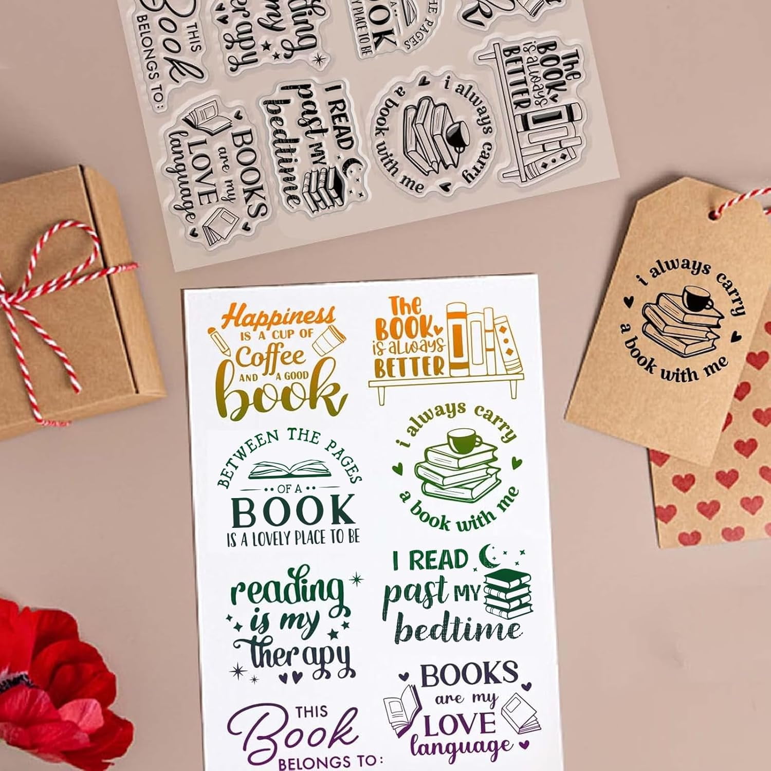 Book Clear Stamps for Card Making Decoration Scrapbooking Words Reading ...