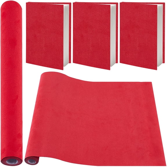 Book Cloth 51 x 11.8in Novel Binding Suede Surface Paper Back Red Bookcover Wrapping
