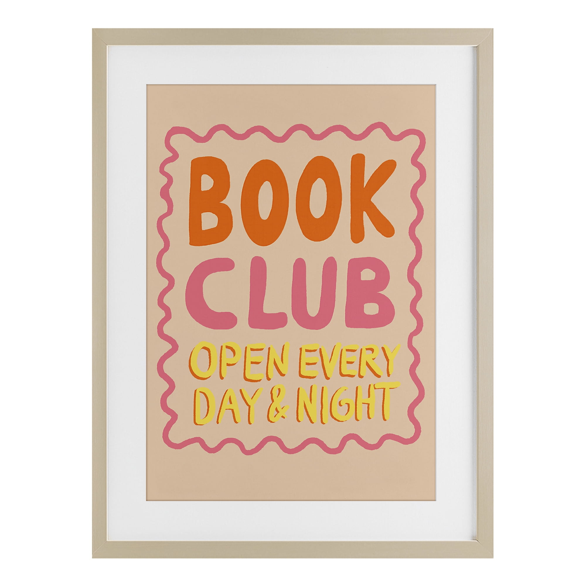 Book Club Day & Night Birch Framed Print Under Glass, design by Florentina Dolci