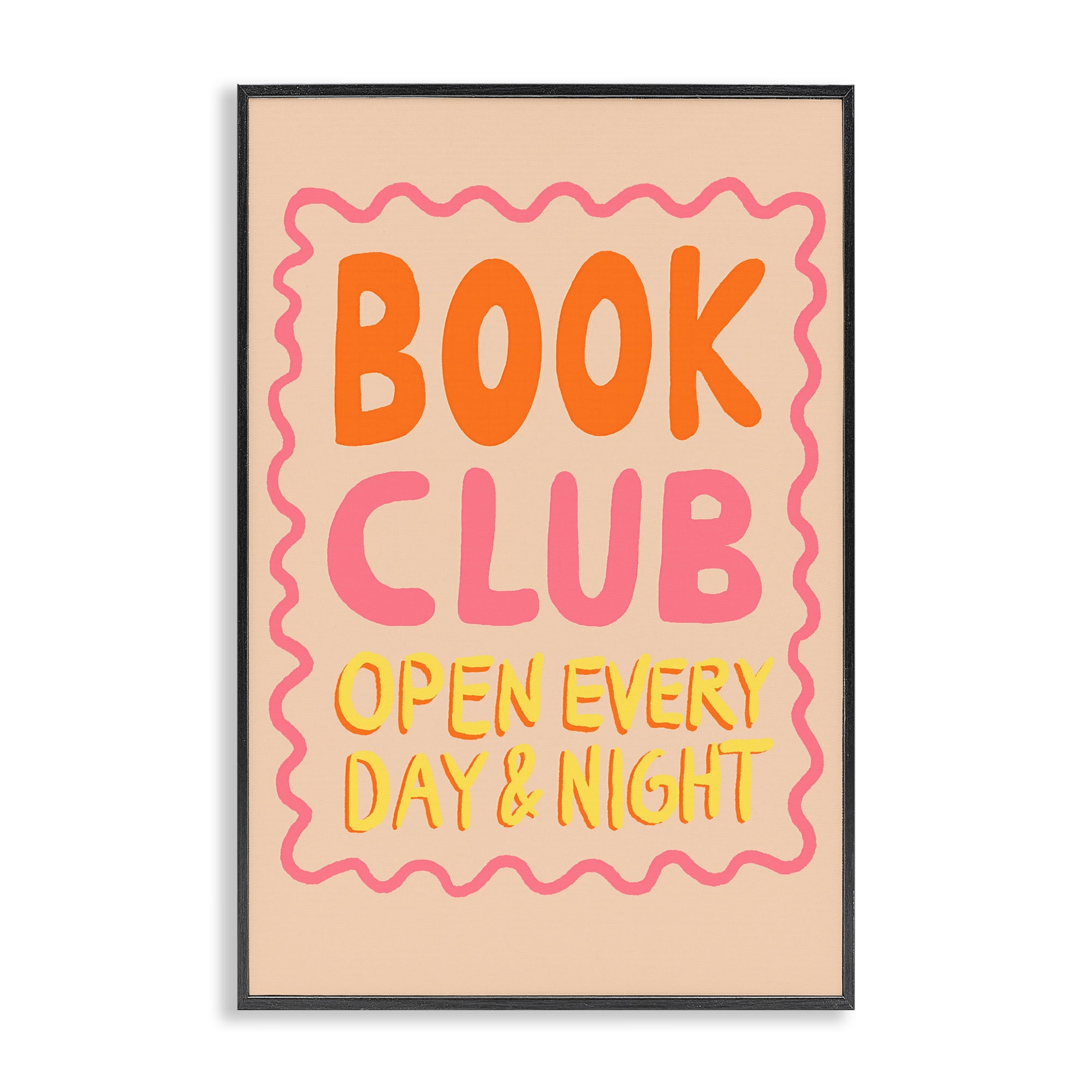 Book Club Day & Night Black Framed Giclee Art, design by Florentina Dolci