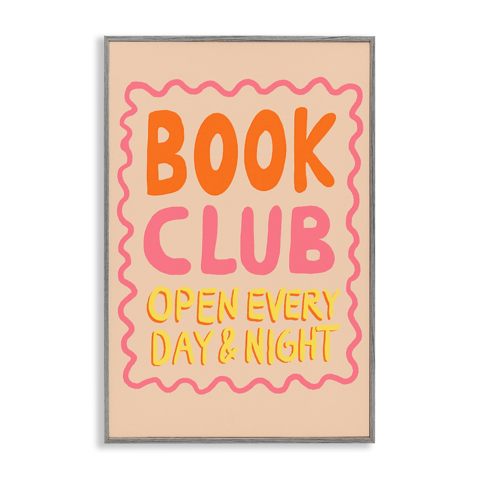 Book Club Day & Night Gray Framed Giclee Art, design by Florentina Dolci