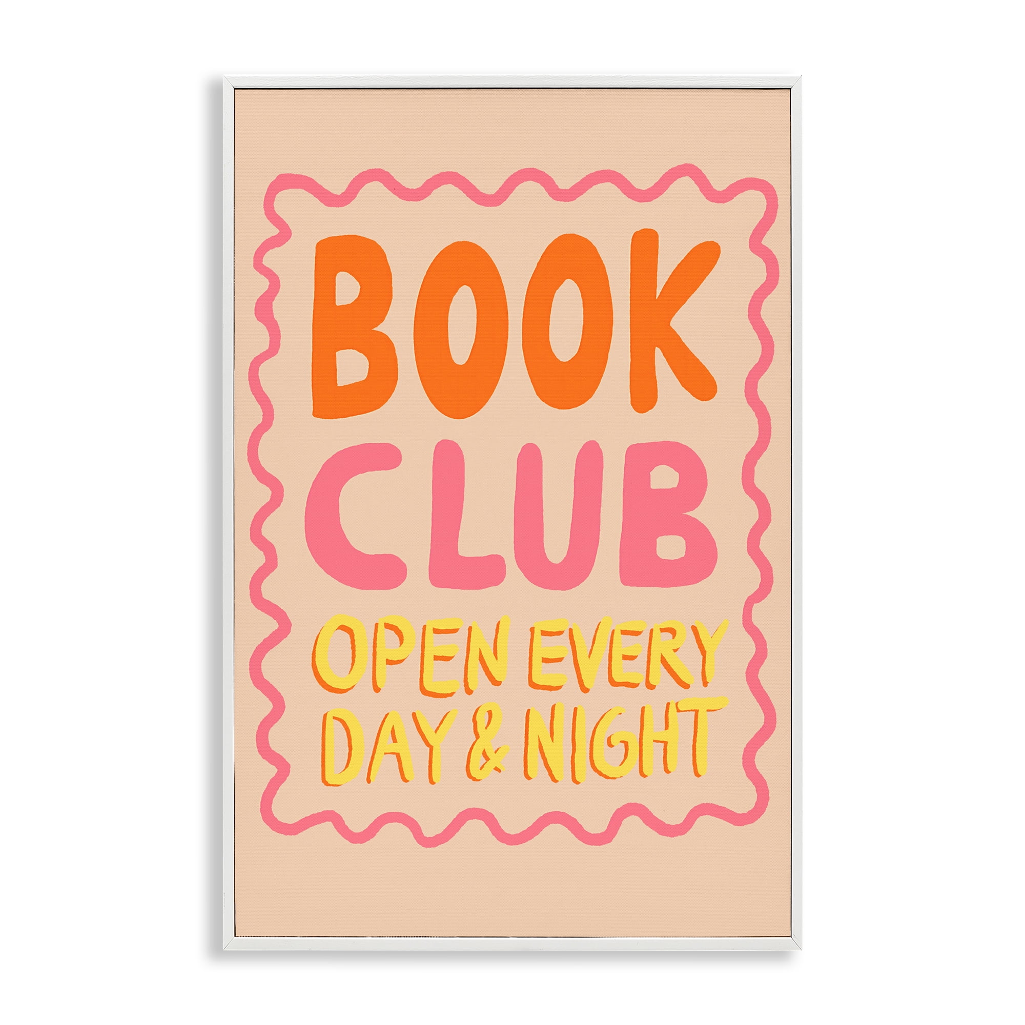 Book Club Day & Night White Framed Giclee Art, design by Florentina Dolci
