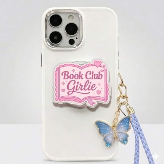 Book Club Girlie MagSafe Phone Grip, Reader Accessory, Magnetic Holder Stand.