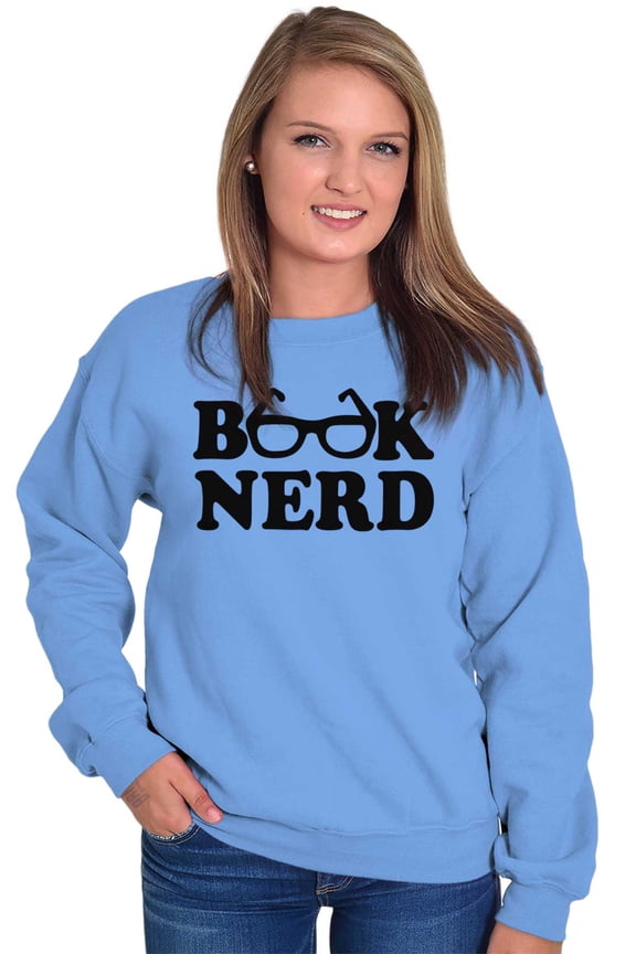 Book Club Nerd Nerdy Geeky Hipster Women Crewneck Sweatshirt Brisco Brands S