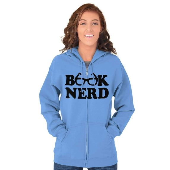 Book Club Nerd Nerdy Geeky Hipster Zip Hoodie Sweatshirt Women Brisco Brands 2X
