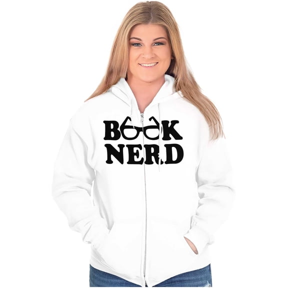 Book Club Nerd Nerdy Geeky Hipster Zip Hoodie Sweatshirt Women Brisco Brands L