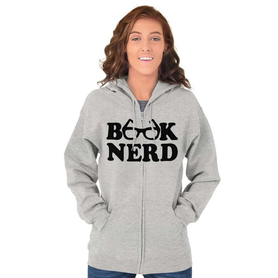 Book Club Nerd Nerdy Geeky Hipster Zip Hoodie Sweatshirt Women Brisco Brands M