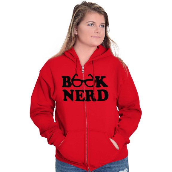 Book Club Nerd Nerdy Geeky Hipster Zip Hoodie Sweatshirt Women Brisco Brands M