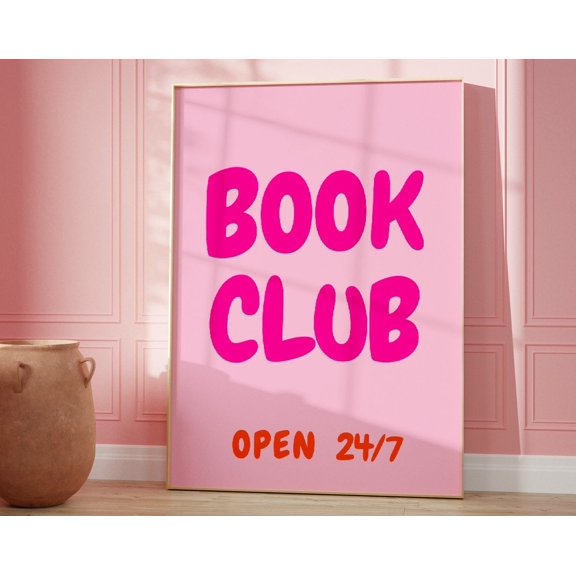 Book Club Print, Book Lovers Gift Print, Trendy Reading Corner Poster, Cute Book Club Decor, Book Lover Wall Art, Retro Aesthetic Books Art Wall Art, Modern Wall Decor, 16x24 UNFRAMED