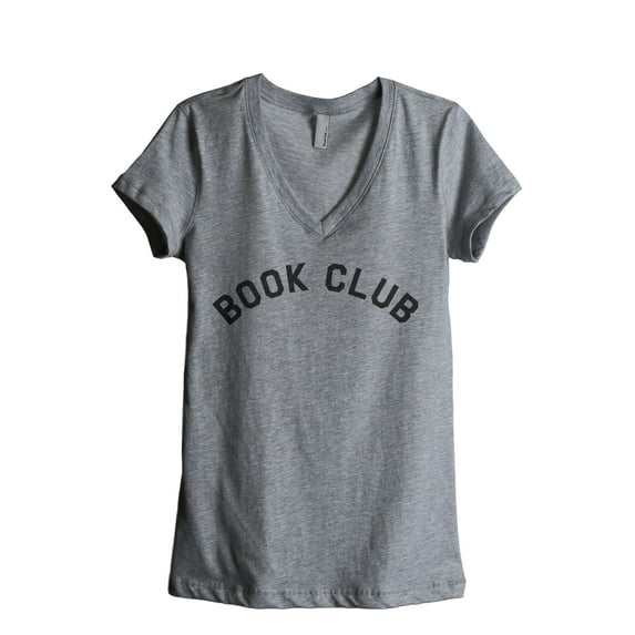 Book Club Women's Fashion Relaxed V-Neck T-Shirt Tee Heather Grey Large