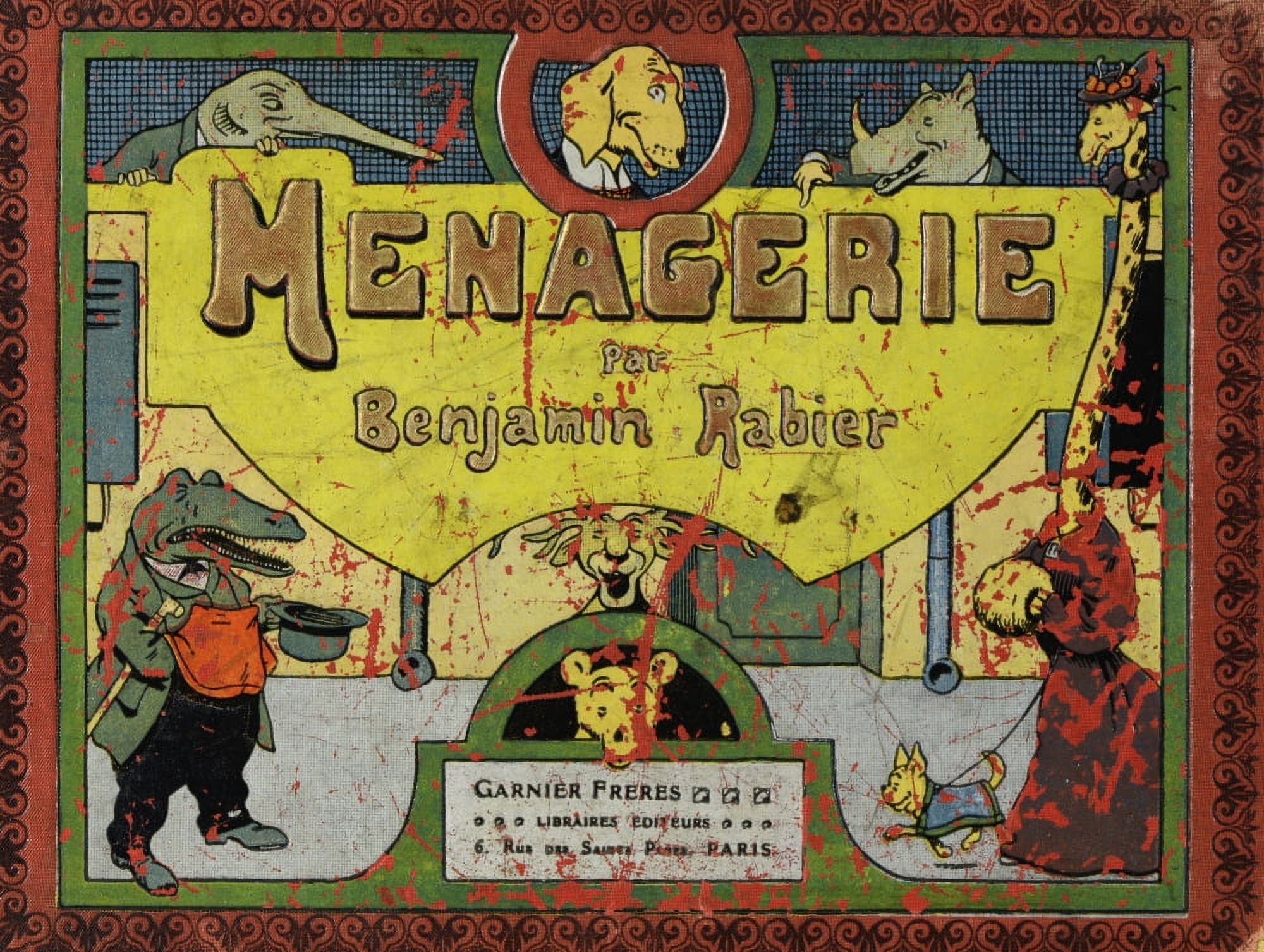Book Cover Of Menagerie Illustrated By Benjamin Rabier Librairie Garnier Canvas Art - (36 x 24)