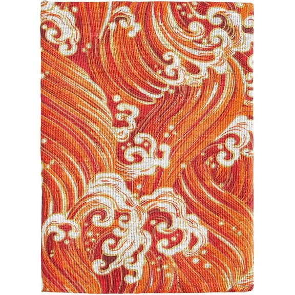 Book Cover Sleeve A5 Book Sleeve Washable Paperback Book Protector with Japanese Wave Orange Protection Book Cover Fabric Novel Book Sleeve for Notebook Planner Book Lovers 14.9x21.8cm DIY