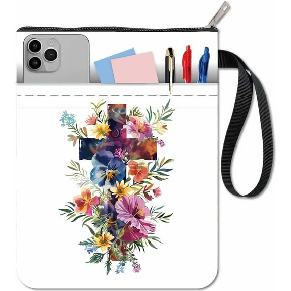 Book Cover Sleeve Pouch with Zipper and Extra Sleeve Rectangle Colorful Flower Cloth Washable Protector Wrap Bag for Paperbacks Notebook Book Washable Fabric Cloth Class Office Pocket for diy