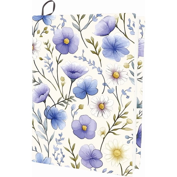 Book Cover Suitable 7x10 Inch Books Stretchable Sleeve Book Protector Purple Blue Flax Flower White Daisy Leaf Nylon Polyester Elastic Notebook Wraps