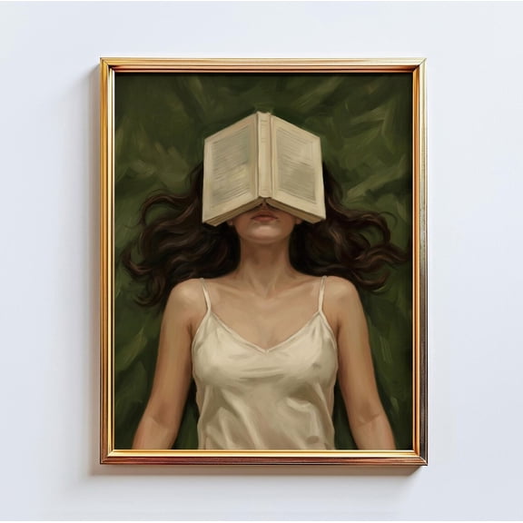 Book Covering Eyes Quiet Woman Wall Art Home Decor