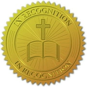 Book Cross Gold Foil Certificate Seals in Recognition 100pcs Embossed Gold Envelope Stickers 2 Round Self Adhesive Embossing Sticker for Invitations Wedding Graduation Monogram Seals for DIY