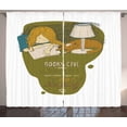 thumbnail image 1 of Ambesonne Book Curtains 2 Panel Set, Girl and Cat Sleep on Book, 108" x 90", Multicolor, 1 of 3
