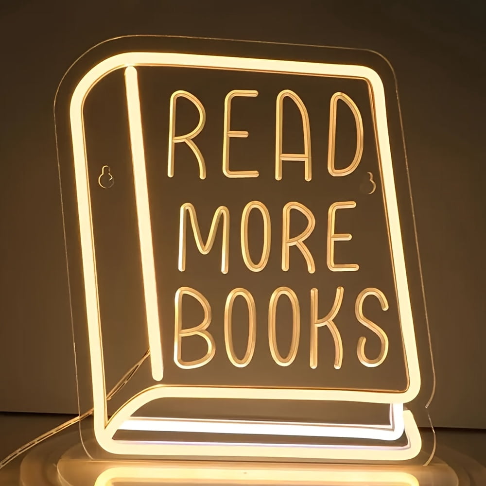 Book Design Neon Sign Light, USB Powered Decorative Neon Light, Suitable For Home, Living Room, Bedroom And Study, Stylish Neon Sign Light For Office Decoration