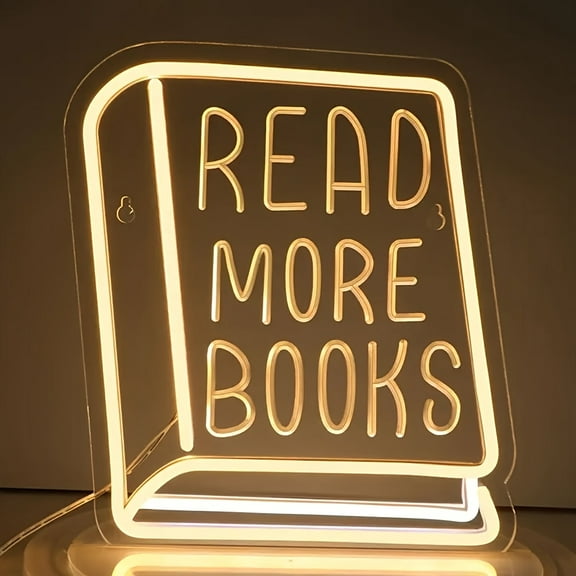 Book Design Neon Sign Light, USB Powered Decorative Neon Light, Suitable For Home, Living Room, Bedroom And Study, Stylish Neon Sign Light For Office Decoration