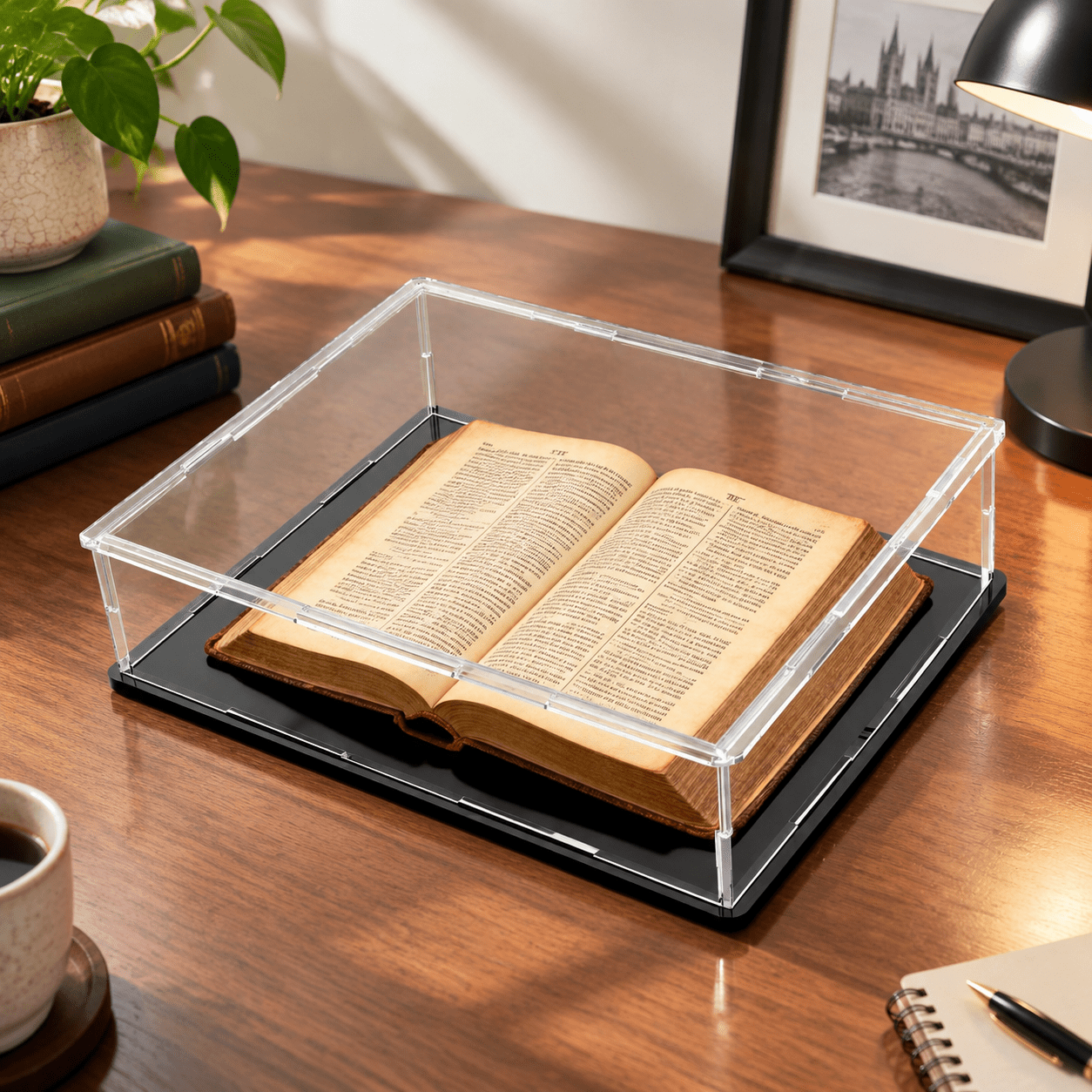 Book Display Case, 12×12×4 Inch, Clear Protector with Black Base for ...