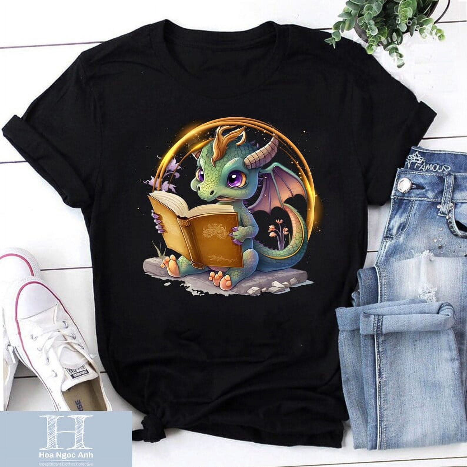 Book Dragon Unisex TShirt, Vintage Dragon Shirt, Book Lover Shirt