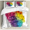 thumbnail image 1 of Book Duvet Cover Set Queen Size, Between the Pages of a Book Motivational Quote Print among Vivid Colors and Diamonds, Decorative 3 Piece Bedding Set with 2 Pillow Shams, Multicolor, by Ambesonne, 1 of 3