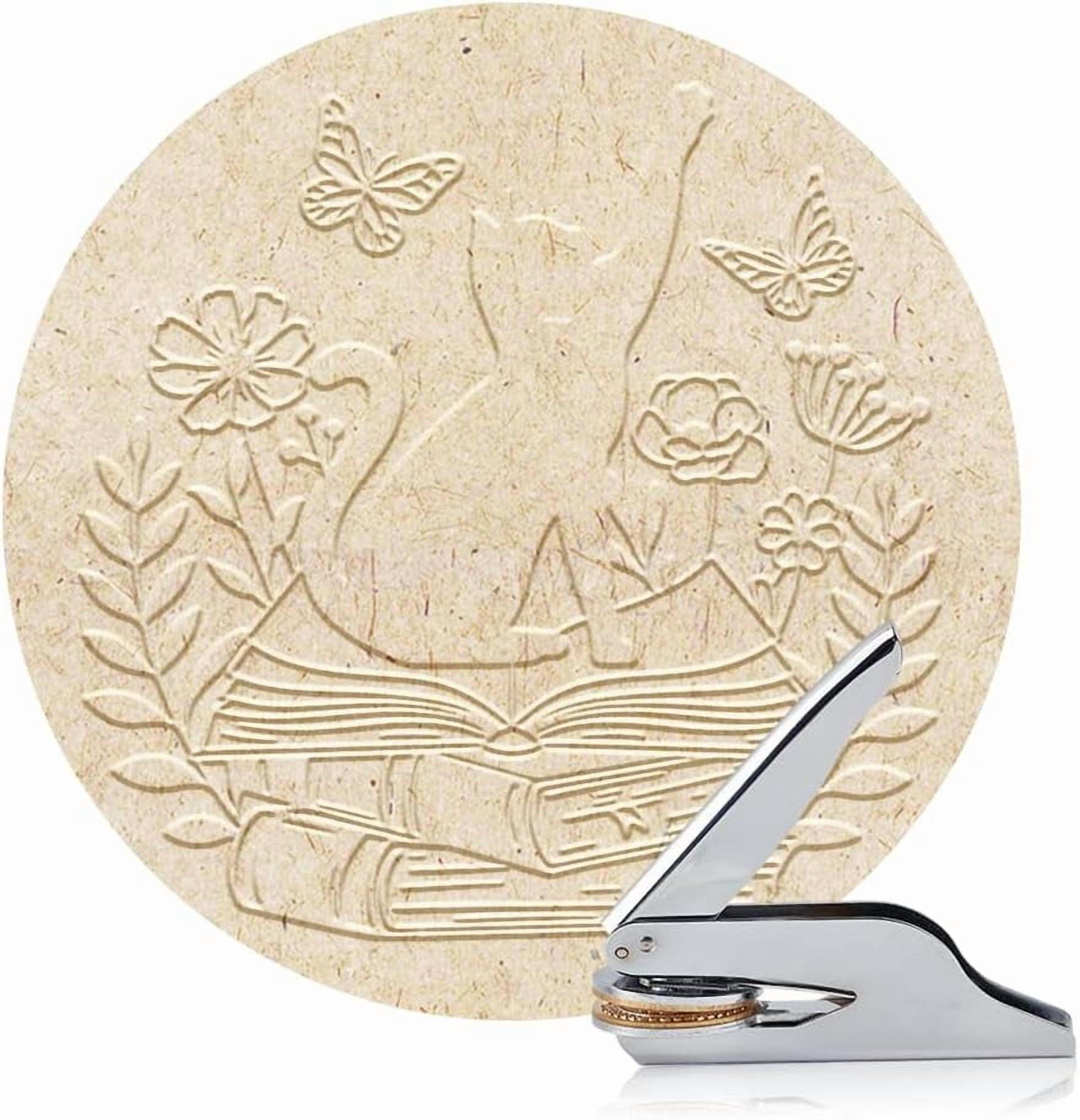 Book Embosser Personalized Book Cat Pattern Book Stamp Durable Library Stamp with Handle Set