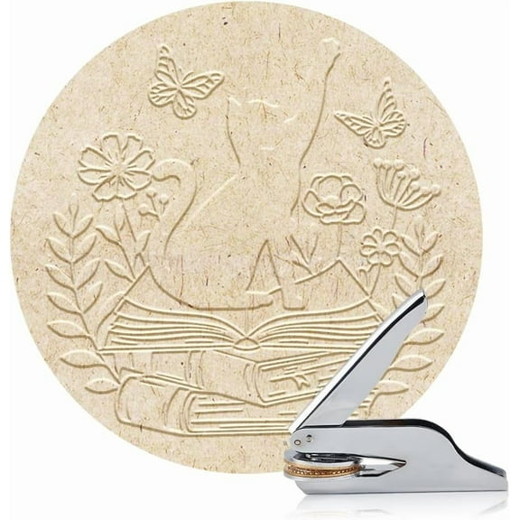 Book Embosser Personalized Book Cat Pattern Book Stamp Durable Library Stamp with Handle Set