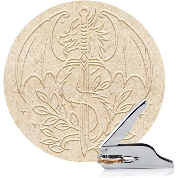 Book Embosser Personalized Dragon Pattern Book Stamp Durable Library Stamp with Handle Set for Books Library Envelopes Documents Invitation Gold