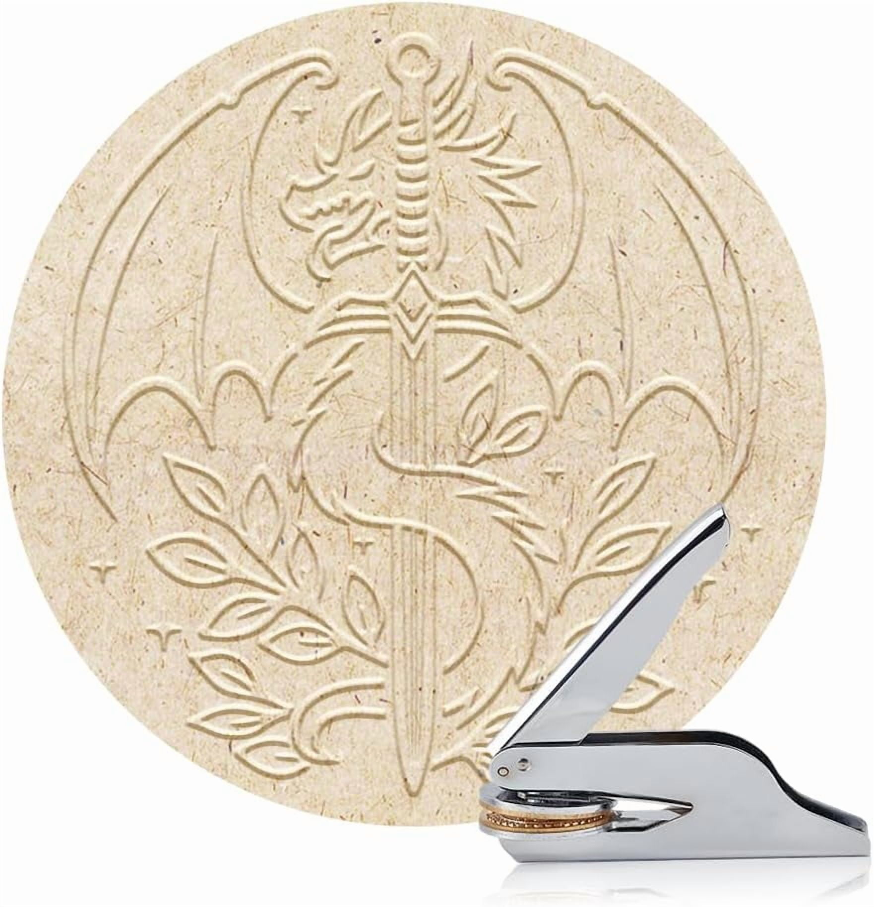 Book Embosser Personalized Dragon Pattern Book Stamp Durable Library Stamp with Handle Set for DIY handcrafting