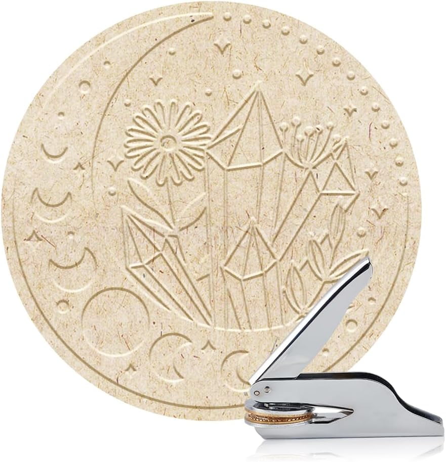 Book Embosser Personalized Moon Phase Pattern Book Stamp Durable Library Stamp with Handle Set