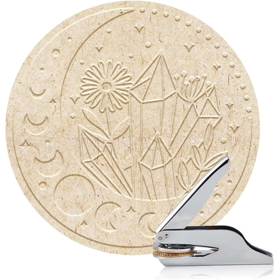 Book Embosser Personalized Moon Phase Pattern Book Stamp Durable Library Stamp with Handle Set