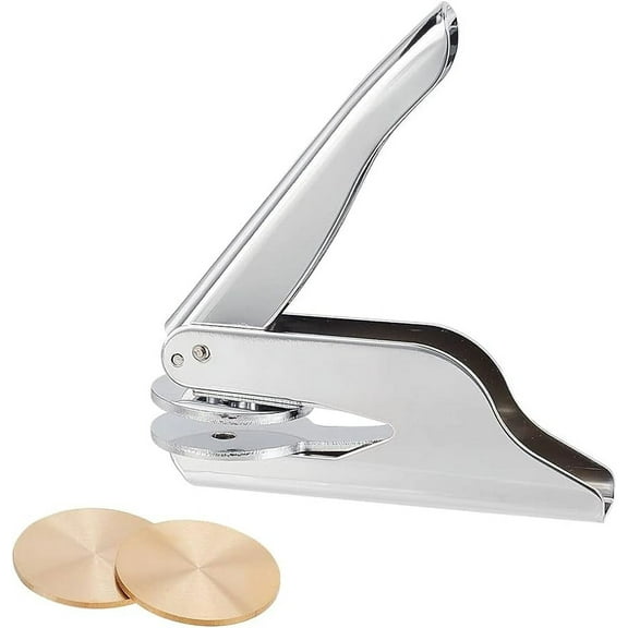Book Embosser Personalized Stainless Steel Embosser Seal Embosser Personal Seal Embosser Hand-Held Embossing Stamp with 2pcs Blank Steel Disc for Library Books Envelopes Napkins