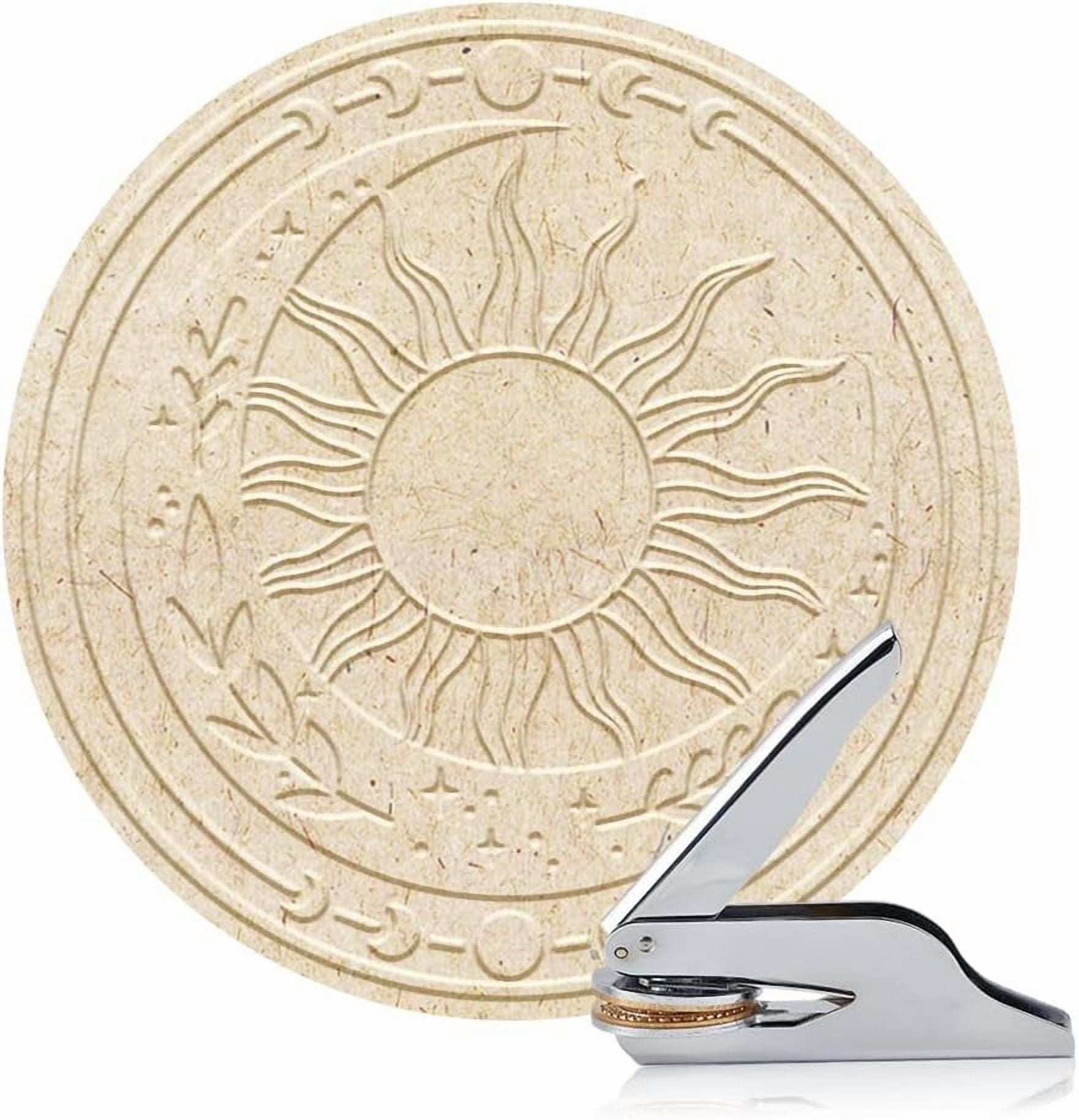 Book Embosser Personalized Sun and Moon Pattern Book Stamp Durable Library Stamp with Handle Set